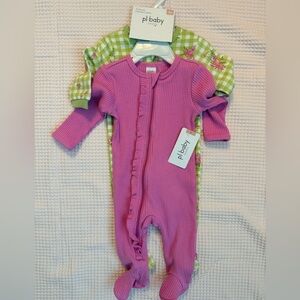 Pl Baby Pink and Green Kids Pajama Set of 2
